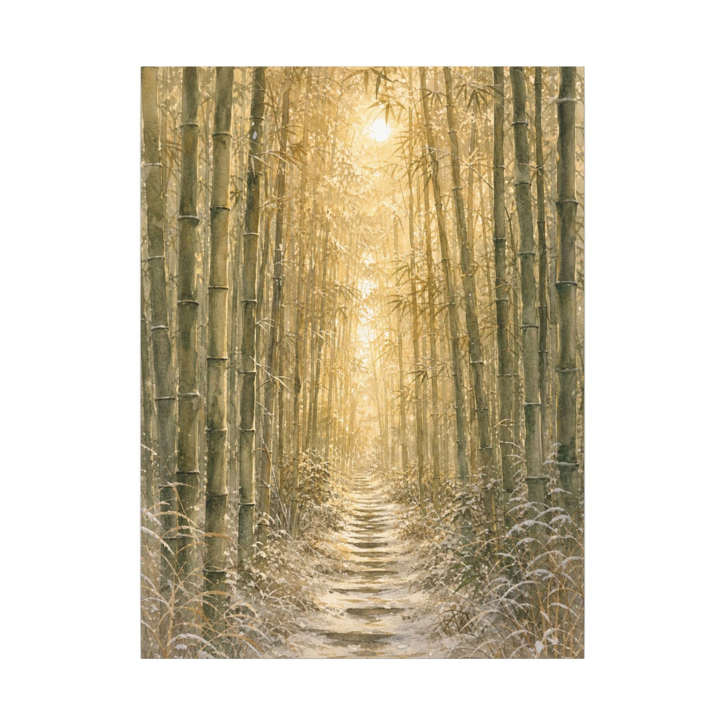 Bamboo Grove Winter Canvas Art | Japandi Elegant Design