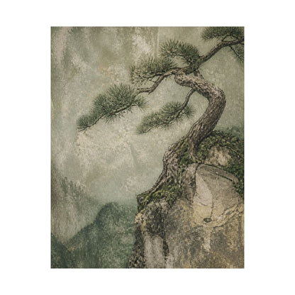 Japandi Pine Tree in Overcast | Texture Wall Art Print