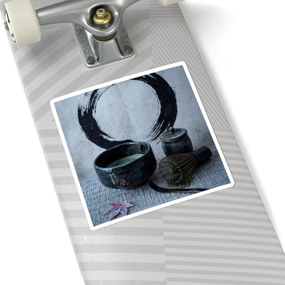 Zen Tea Ceremony in Moonlight | Enso Sticker Art Print