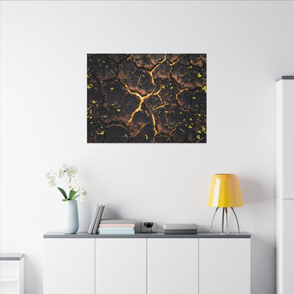 Cracked Earth Moody Minimal Canvas Art | Sophisticated Dark Japandi Art