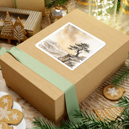 Winter Pine Tree Watercolor Sticker | Neutral Decor Art Print