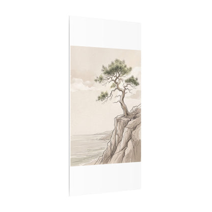 Japandi Pine Tree in Dappled | Minimal Line Canvas Art