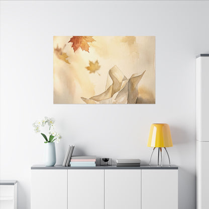 Japandi Paper Fold in Golden Hour | Watercolor Canvas Art