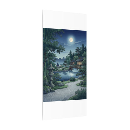 Summer Moonlit Garden Ukiyo E Inspired Canvas Art | Serene Decor