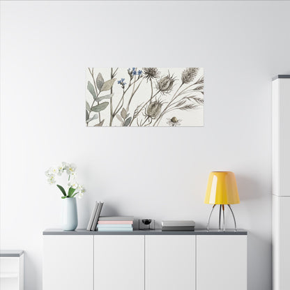 Dried Flowers Canvas Art | Summer Japandi Watercolor Art