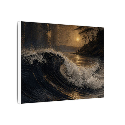 Ocean Wave Dark Texture Canvas Art | Bold Dark Japandi Art