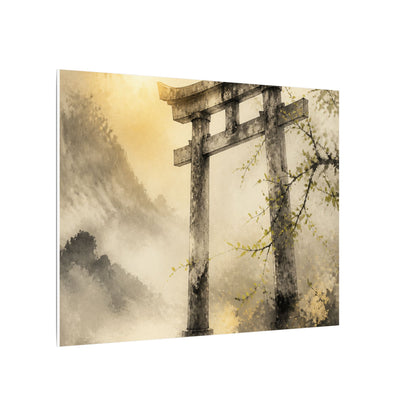 Spring Torii Gate Sumi E Canvas Art | Tranquil Decor
