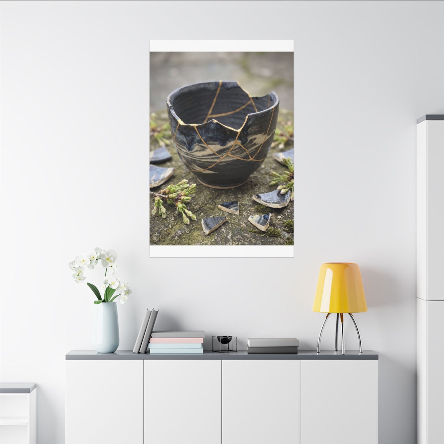Datsuzoku Ceramic Bowl Canvas Art - Kintsugi Gold Repair