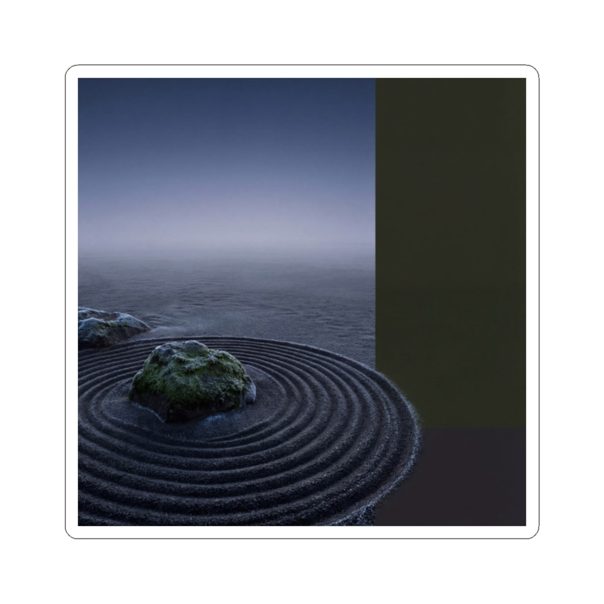 Dawn Rock Garden Sticker - Dark Japandi Ma Art Print