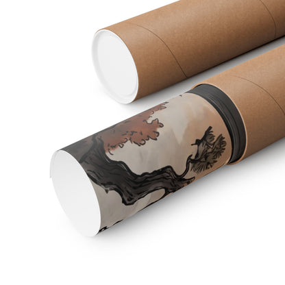 Autumn Torii Gate Ukiyo E Inspired Wall Art Print | Contemplative Decor