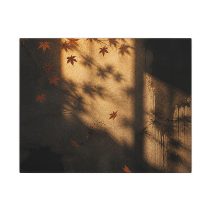 Shadow Play Canvas Art | Autumn Dark Japandi Charcoal Ink Art