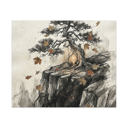 Pine Tree Autumn Canvas Art | Japandi Earthy Design