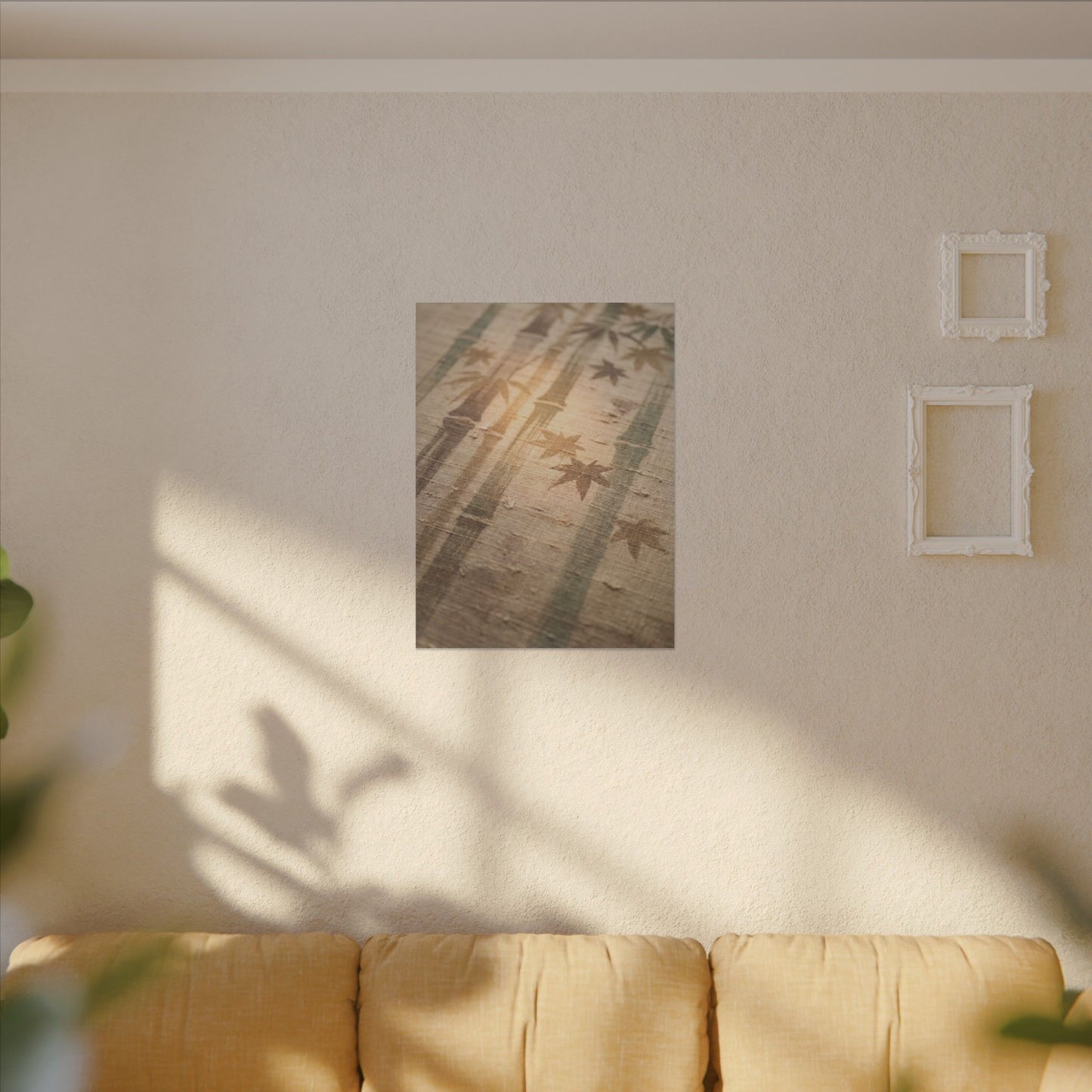 Autumn Bamboo Grove Japanese Pattern Canvas Art | Neutral Decor