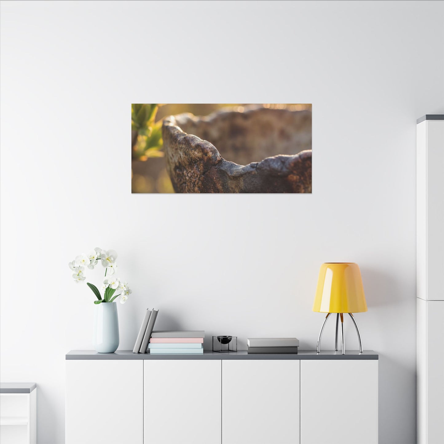 Golden Hour Ceramic Bowl Canvas Art - Dark Japandi Ma