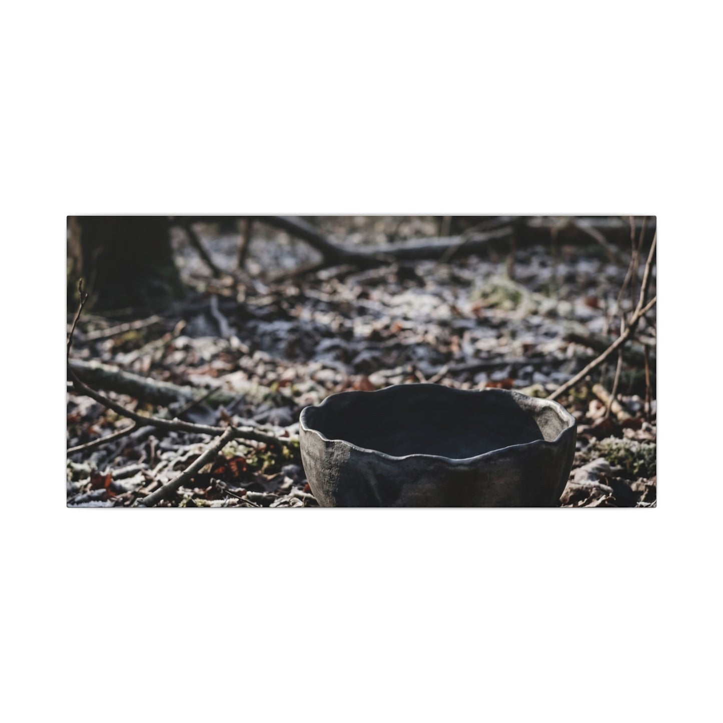 Dappled Ceramic Bowl Canvas Art - Dark Japandi Kanso