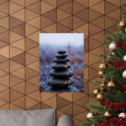 Kintsugi River Stones in Overcast | Broken Beauty Wall Art Print