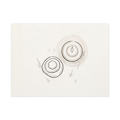 River Stones Canvas Art | Winter Japandi Minimal Line Art