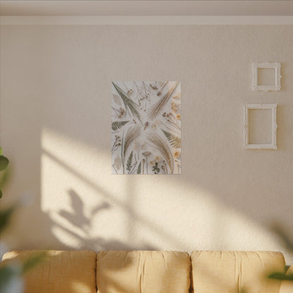 Elegant Dried Flowers Canvas Art - Japanese Pattern Japandi