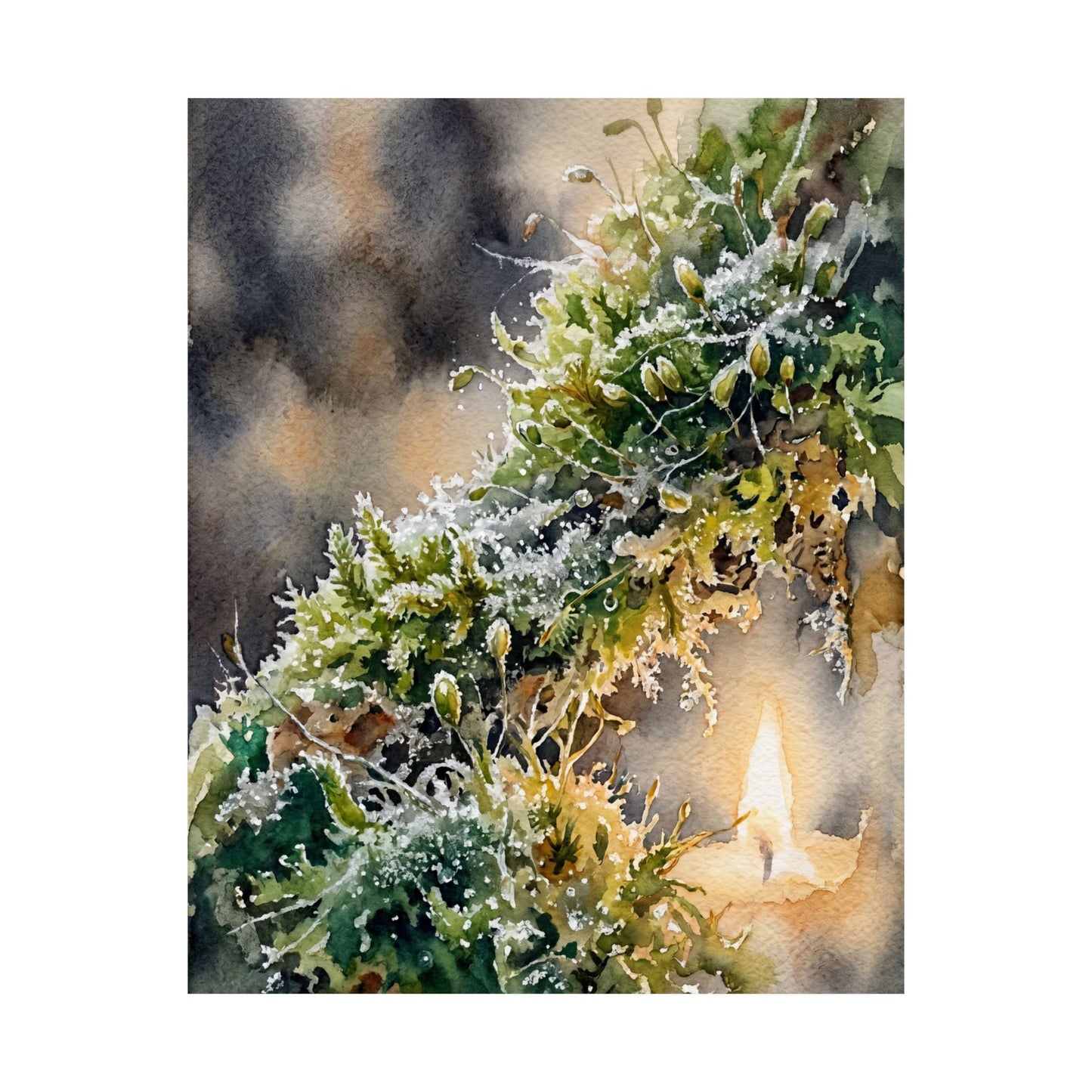 Fukinsei Moss Close Up Wall Art Print - Japandi Watercolor