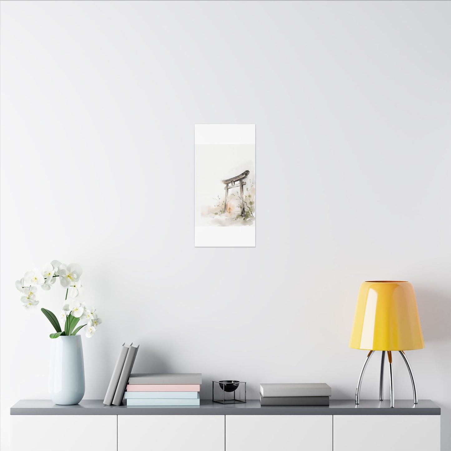 Fukinsei Torii Gate Canvas Art - Japandi Watercolor