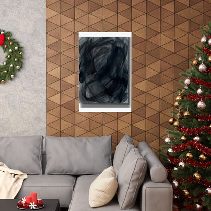 Deep Tones Dark Japandi Charcoal Wall Art Print