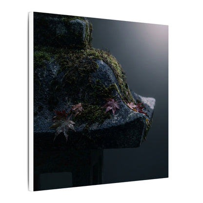 Stone Lantern Moody Minimal Canvas Art | Sophisticated Dark Japandi Art