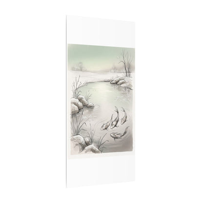 Koi Pond Minimal Line Canvas Art | Cozy Japandi Art