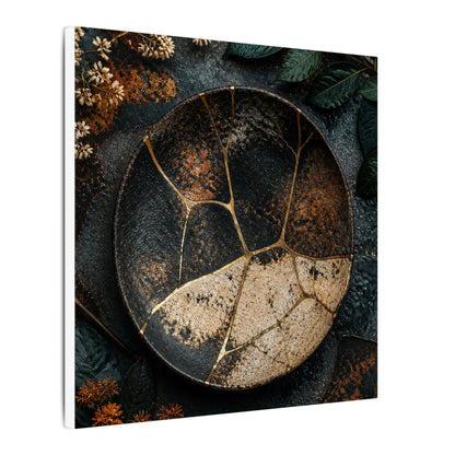Kintsugi Rust Patina in Dawn | Gold Repair Canvas Art