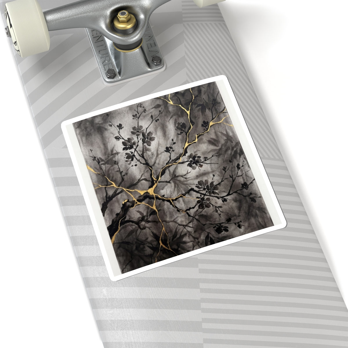 Cherry Blossom Crackle Gold Sticker | Healing Kintsugi Art Art Print