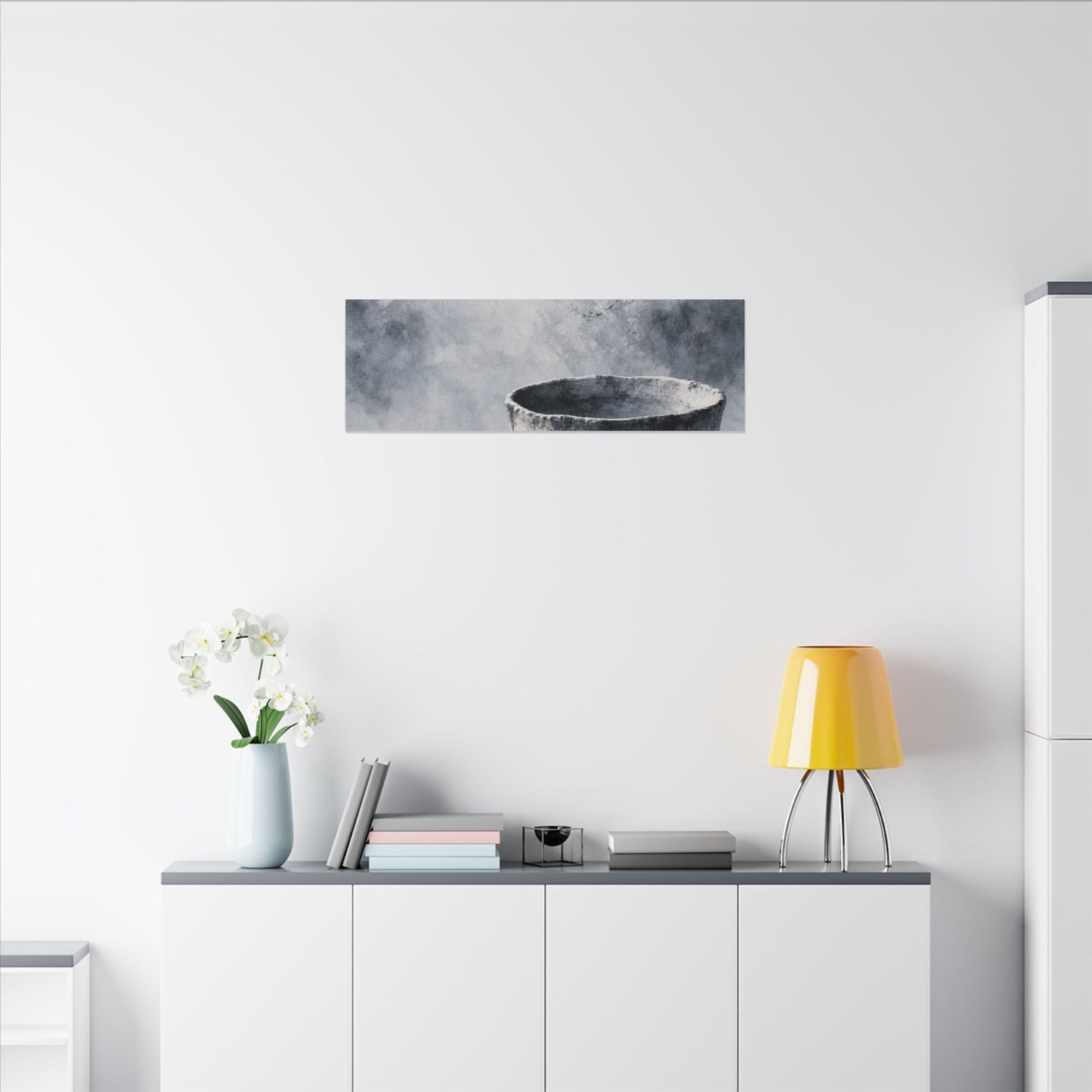 Seijaku Ceramic Bowl Canvas Art - Zen Sumi E