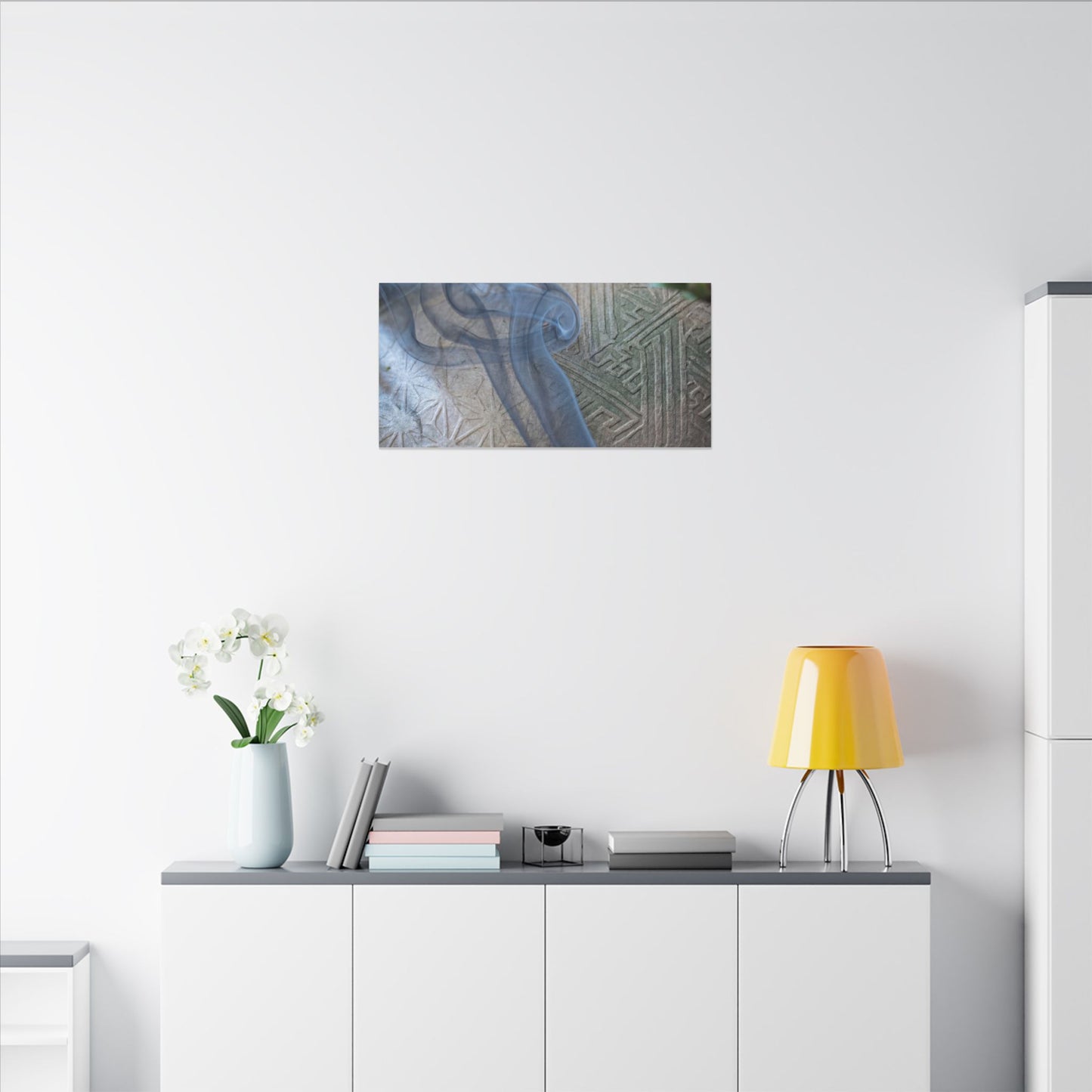 Spring Incense Smoke Japanese Pattern Canvas Art | Neutral Decor