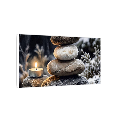 River Stones Canvas Art | Winter Japandi Watercolor Art