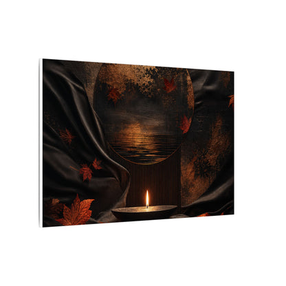 Silk Drape Autumn Canvas Art | Dark Japandi Moody Design
