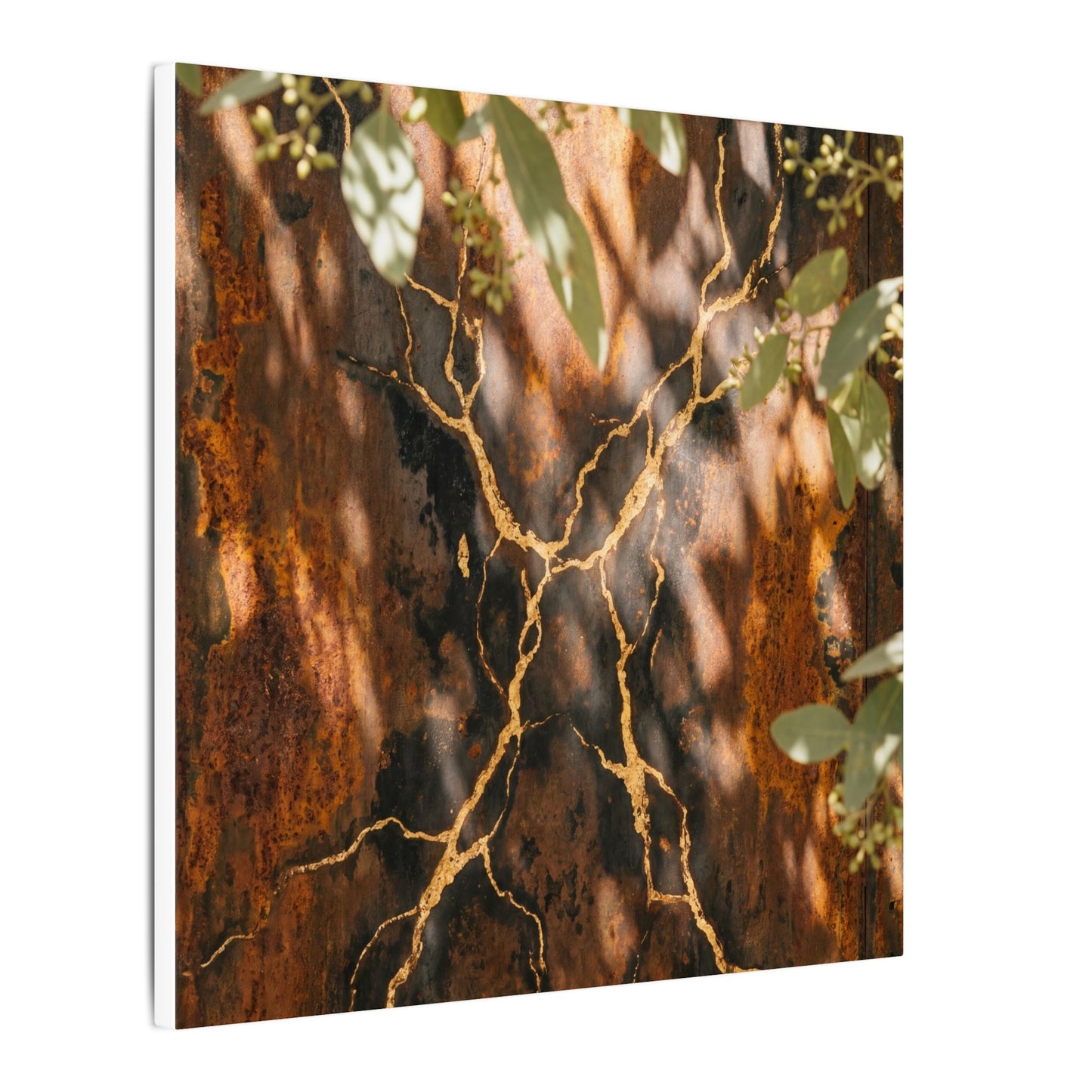 Kanso Rust Patina Canvas Art - Kintsugi Gold Vein