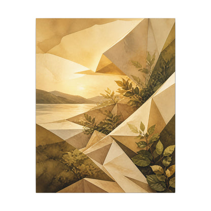 Golden Hour Paper Fold Canvas Art - Japandi Ma