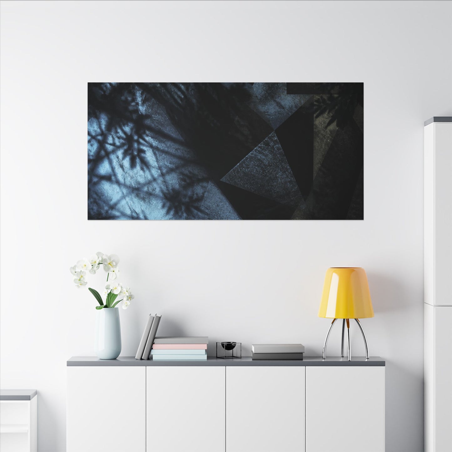 Shadow Play Winter Canvas Art | Dark Japandi Luxurious Design