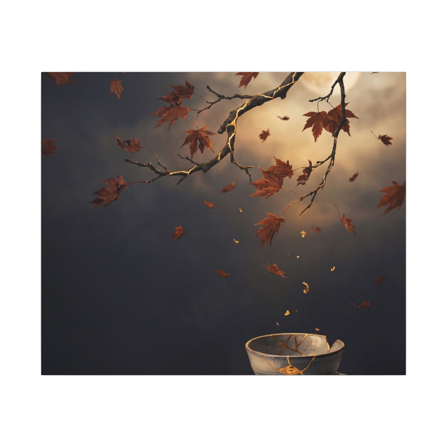 Moonlit Garden Gold Repair Canvas Art | Beautiful Kintsugi Art
