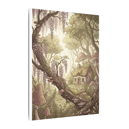 Summer Wisteria Mushroom Illustration Canvas Art | Enchanting Decor