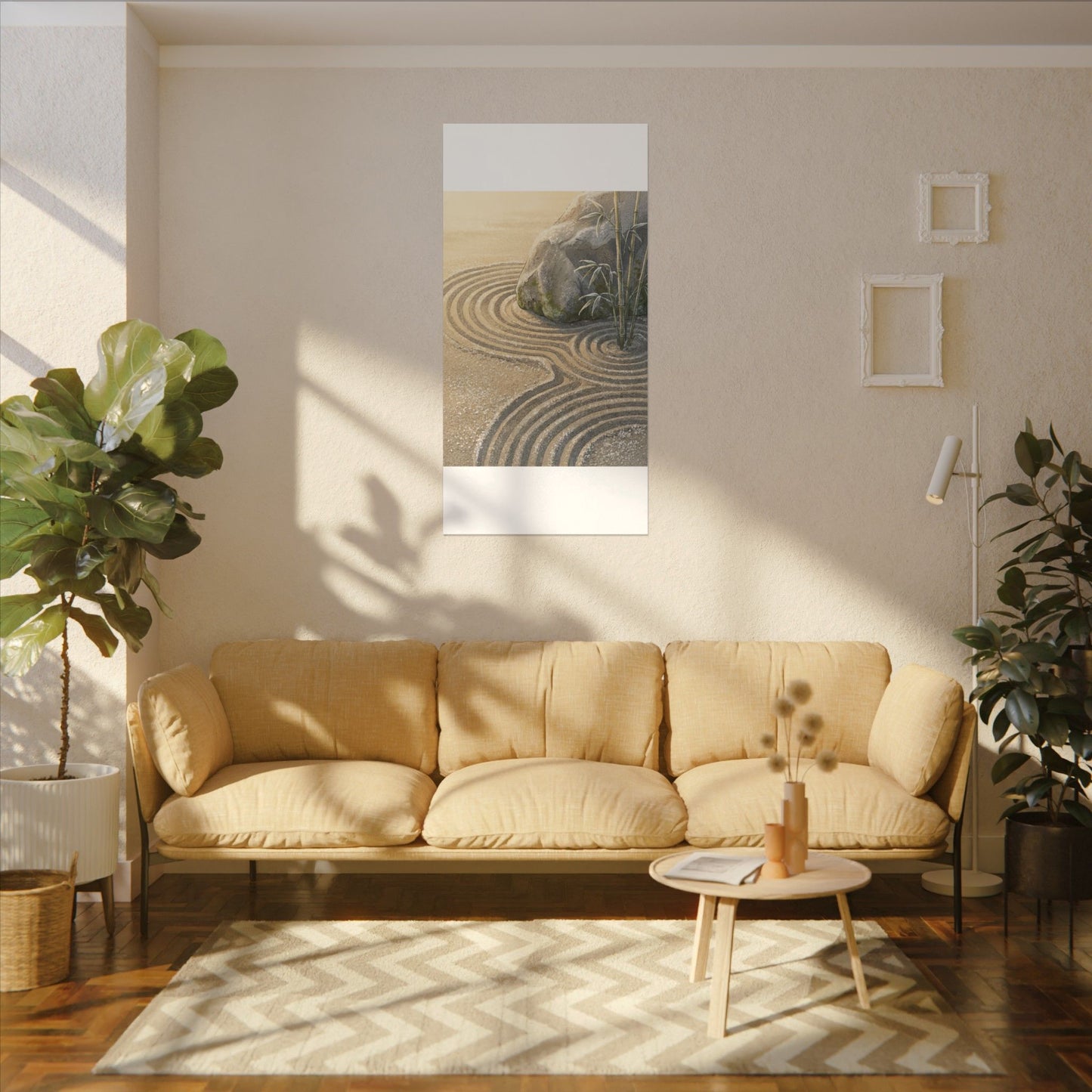 Rock Garden Winter Canvas Art | Zen Peaceful Design