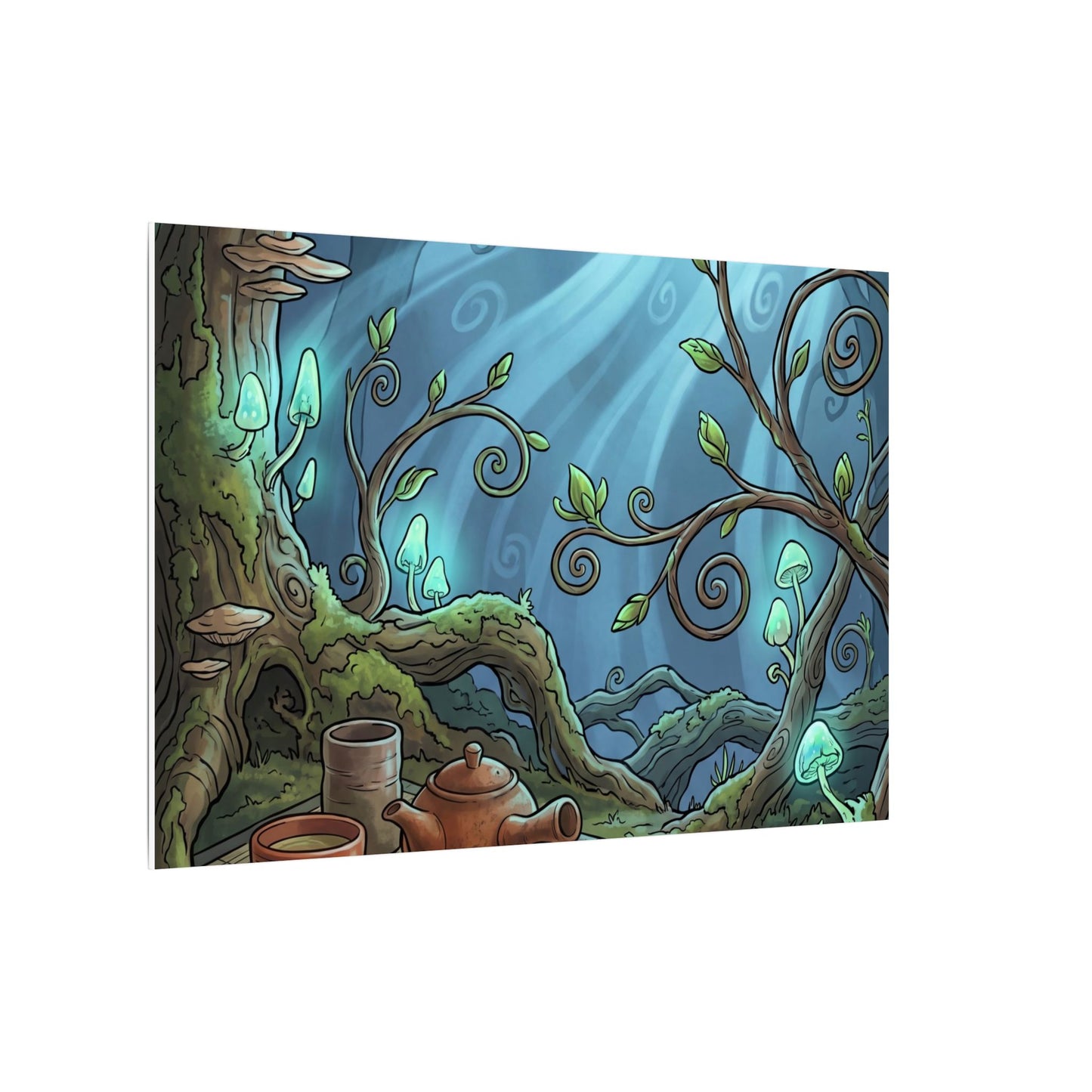 Spring Tea Ceremony Forest Whimsy Canvas Art | Cozy Decor