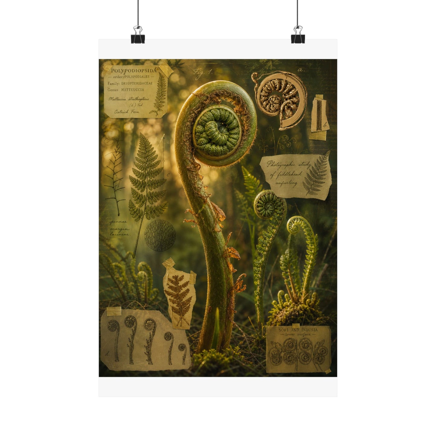 Spring Fern Unfurling Herbarium Wall Art Print | Nostalgic Decor