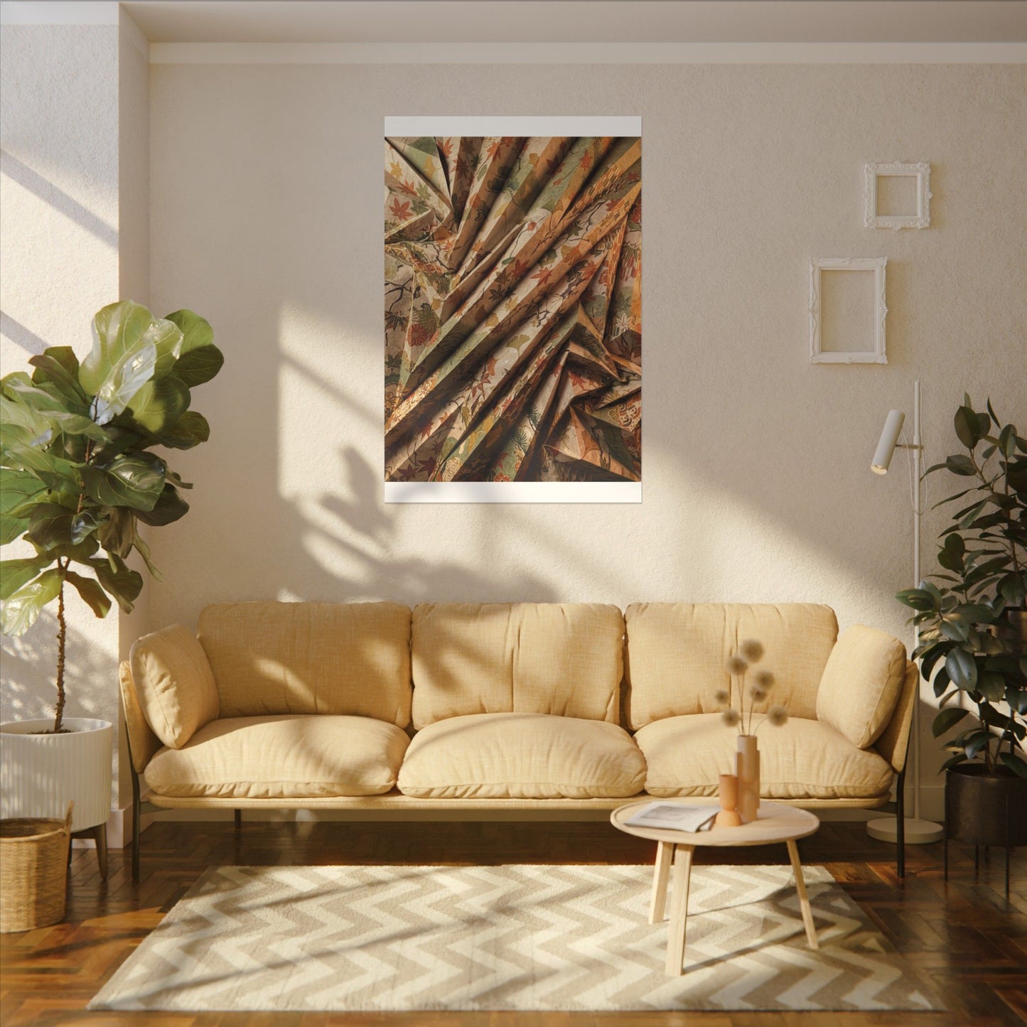 Paper Fold Autumn Canvas Art | Japandi Earthy Design