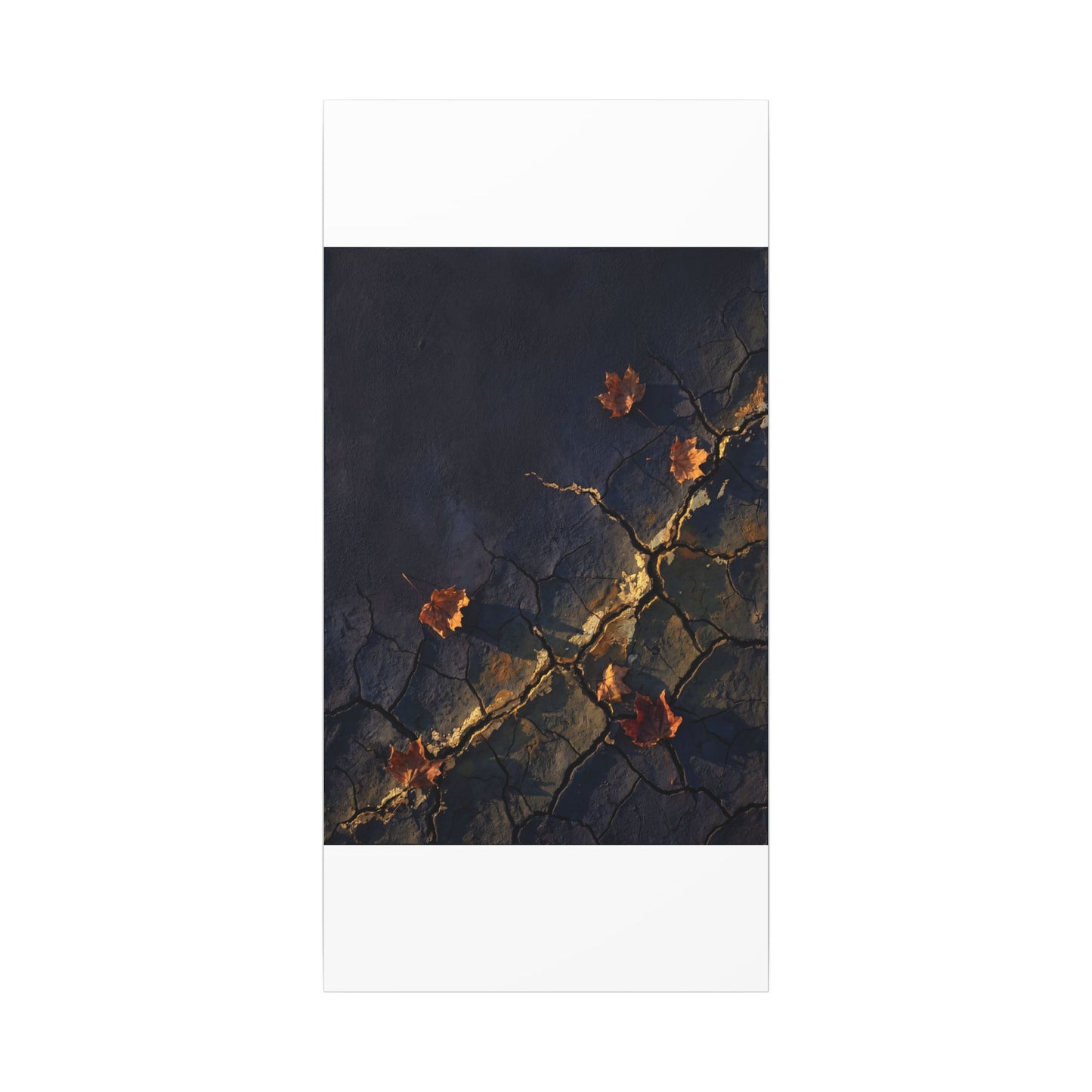 Cracked Earth Canvas Art | Autumn Dark Japandi Dark Texture Art