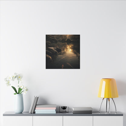 Winter Koi Pond Shadow Zen Canvas Art | Bold Decor
