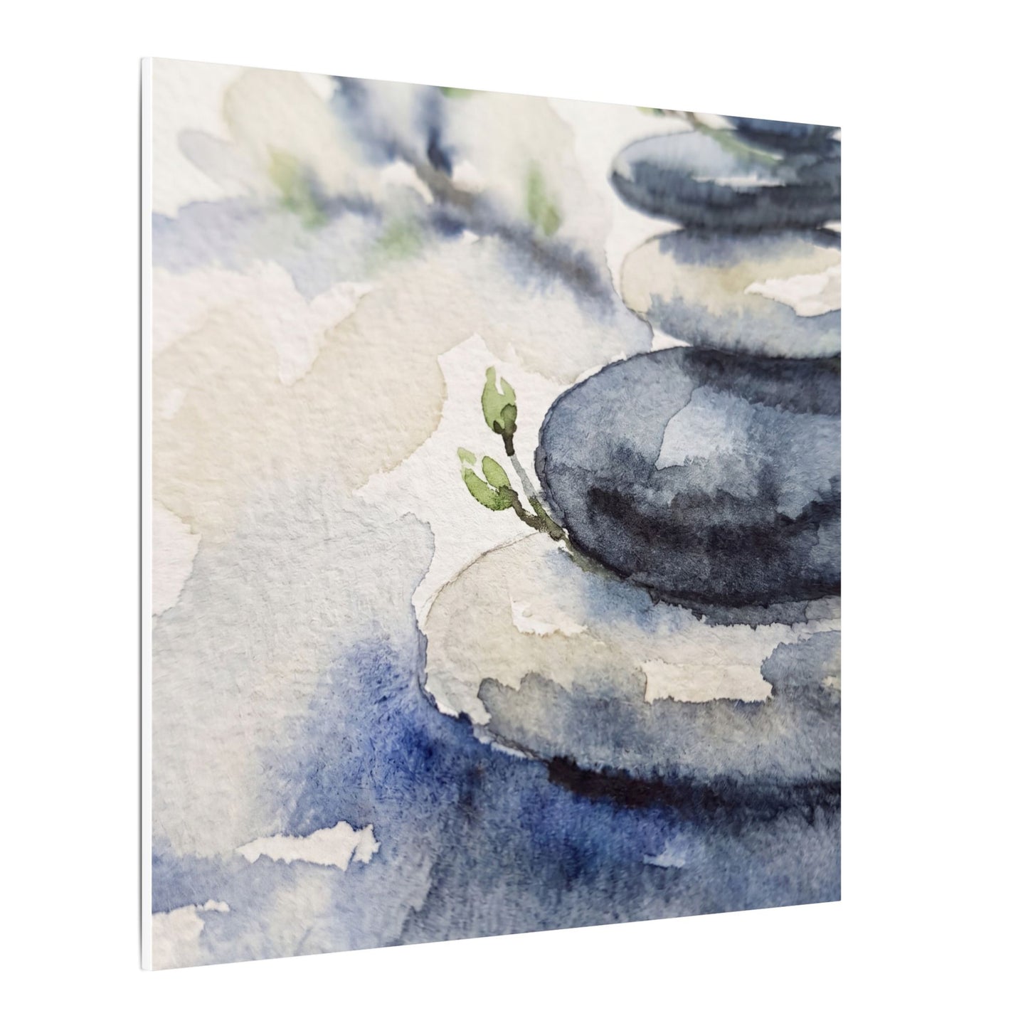 River Stones Watercolor Canvas Art | Cozy Japandi Art