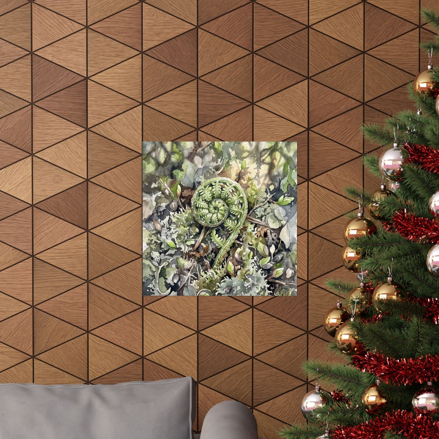 Dappled Fern Unfurling Wall Art Print - Japandi Shibui