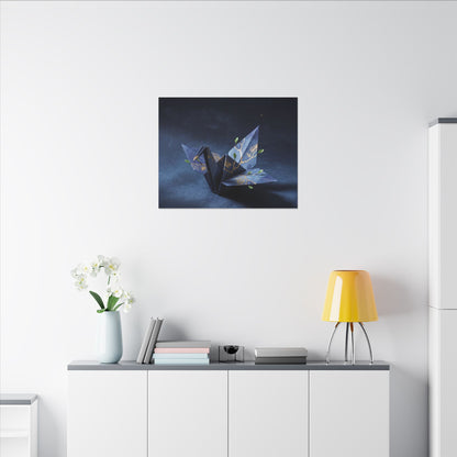 Kintsugi Paper Fold in Moonlight | Crackle Gold Canvas Art