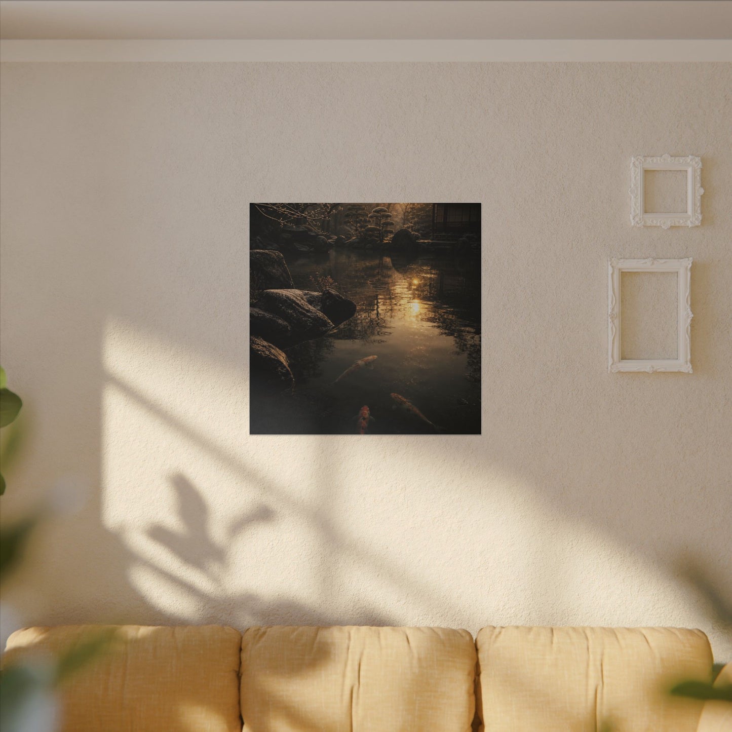 Winter Koi Pond Shadow Zen Canvas Art | Bold Decor