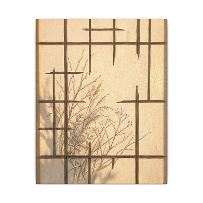 Shoji Screen Canvas Art | Winter Japandi Minimal Line Art