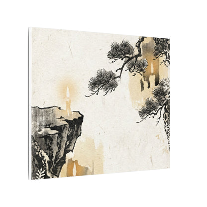 Japandi Pine Tree in Candlelight | Japanese Pattern Canvas Art